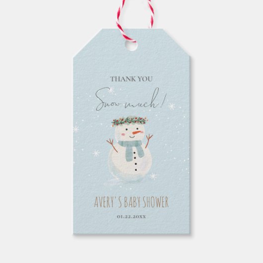 可愛い雪だるまサンキュースノー ギフトタグ (正面)