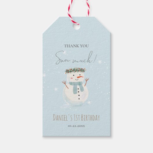 可愛い雪だるまサンキュースノー ギフトタグ (正面)