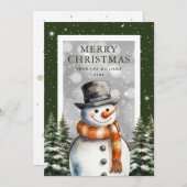 可愛い雪だるまスノーフレークメリークリスマス シーズンカード (正面/裏面)