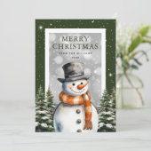 可愛い雪だるまスノーフレークメリークリスマス シーズンカード (スタンド正面)
