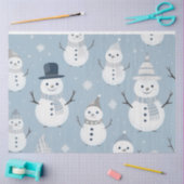 可愛い雪だるまスノーブラウンブルークリスマス 薄葉紙 (クラフト)