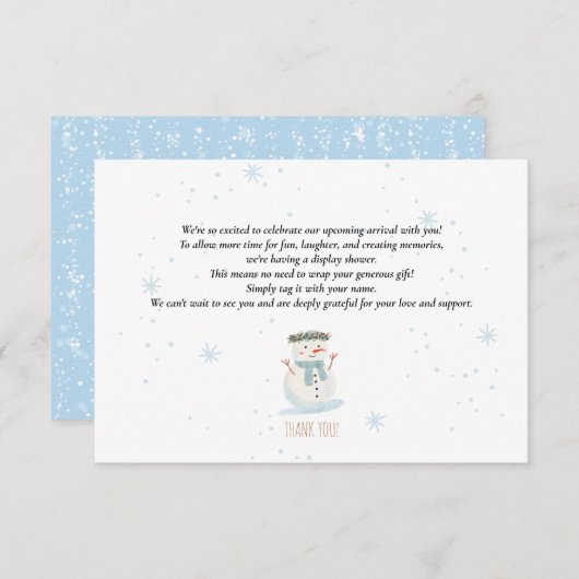 可愛い雪だるまディスプレイシャワー挿入カード エンクロージャーカード (正面/裏面)