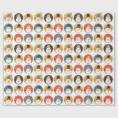 可愛い雪だるまパターンクリスマス ラッピングペーパー (フラット)