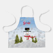 可愛い雪だるまパーソナライズされたオールオーバープリントエプロン エプロン (正面)