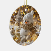 可愛い雪だるまパーソナライズされたクリスマスオーナメント セラミックオーナメント (右)