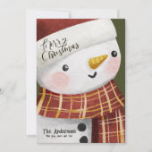 可愛い雪だるまフォトスノーフレークスメリークリスマス シーズンカード (正面)