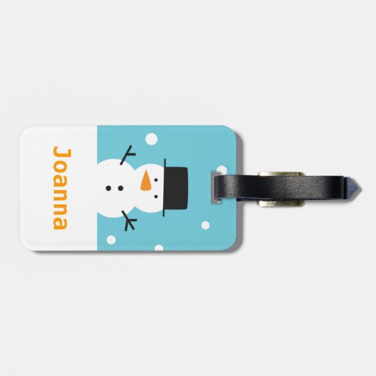 可愛い雪だるまブラックトファットクリスマスラゲッジタグ ラゲッジタグ (裏面横)