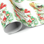 可愛い雪だるまブロム踊り天使ヴィンテージ ラッピングペーパー (ロールコーナー)