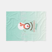 可愛い雪だるまメリークリスマスタイポグラフィ フリースブランケット (正面(横))