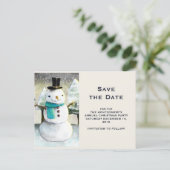 可愛い雪だるま冬のシーンのクリスマスセーブ日付 インビテーションポストカード (スタンド正面)