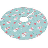 可愛い雪だるま柄 ブラッシュドポリエステルツリースカート (アングル)