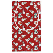 可愛い雪だるま柄 – 赤いクリスマス スモールペーパーバッグ (裏面)