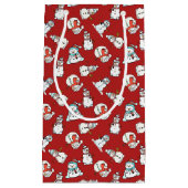 可愛い雪だるま柄 – 赤いクリスマス スモールペーパーバッグ (正面)