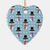 可愛い雪だるま淡い色のの青 セラミックオーナメント (右)