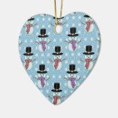 可愛い雪だるま淡い色のの青 セラミックオーナメント (左)