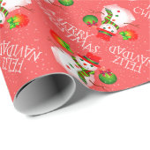 可愛い雪だるま淡い色のオンREDまたはYour Color ラッピングペーパー (ロールコーナー)