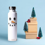 可愛い雪だるま絶縁 ウォーターボトル<br><div class="desc">ホットとコールドのための白い絶縁ボトル上のかわいい雪だるま顔イラストレーション!</div>