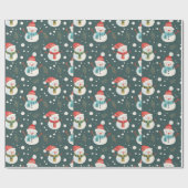 可愛い雪だるま緑の雪の緑クリスマス ラッピングペーパー (フラット)