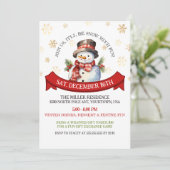 可愛い雪だるま金ゴールドスノーフレークスクリスマスパーティー 招待状 (スタンド正面)