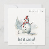 可愛い雪だるま雪解けクリスマス1写真 シーズンカード (正面)