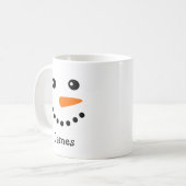 可愛い雪だるま顔パーソナライズされた名Mag コーヒーマグカップ (正面左)