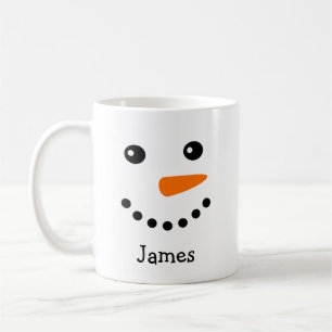 可愛い雪だるま顔パーソナライズされた名Mag コーヒーマグカップ