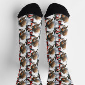 可愛い雪だるま食べ物を与えのロビンクリスマスデザイン ソックス (上部)