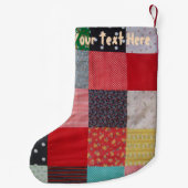 可愛い雪だるま・アートのパッチワーク生地 スモールクリスマスストッキング (裏面)