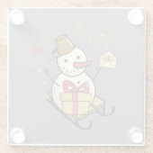 可愛い雪だるま ガラスコースター (裏面)