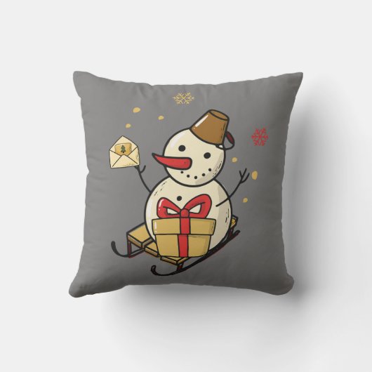 可愛い雪だるま クッション (裏面)