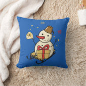 可愛い雪だるま クッション (ブランケット)