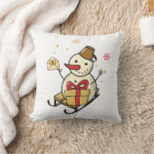 可愛い雪だるま クッション (ブランケット)