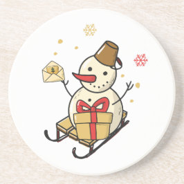 可愛い雪だるま コースター