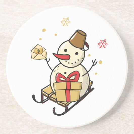 可愛い雪だるま コースター (正面)