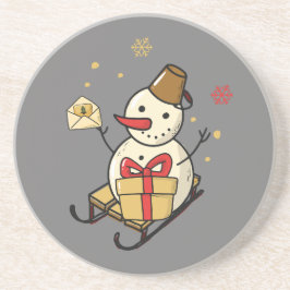 可愛い雪だるま コースター