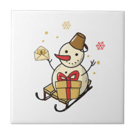 可愛い雪だるま タイル