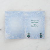 可愛い雪だるま、ブルースノーフレーク&シークンズクリスマス シーズンカード (内部)