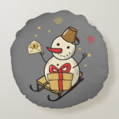 可愛い雪だるま ラウンドクッション (裏面)