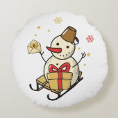 可愛い雪だるま ラウンドクッション (裏面)