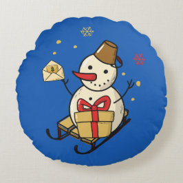 可愛い雪だるま ラウンドクッション
