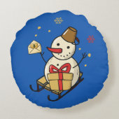 可愛い雪だるま ラウンドクッション (裏面)