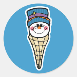 可愛い雪だるま ラウンドシール