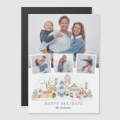 可愛い雪をかぶったクリスマスコテージ4枚 (正面/裏面)