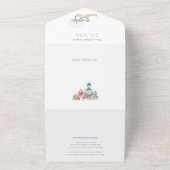 可愛い雪をかぶったクリスマスコテージ4枚 オールインワン招待状 (外側)