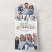 可愛い雪をかぶったクリスマスコテージ4枚 オールインワン招待状 (内側)