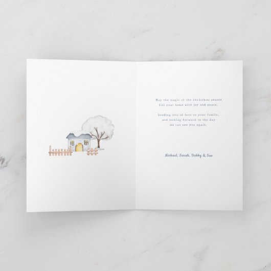 可愛い雪をかぶったクリスマスコテージ4枚 シーズンカード (内部)
