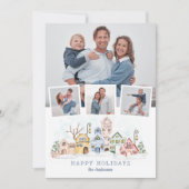 可愛い雪をかぶったクリスマスコテージ4枚 シーズンカード (正面)