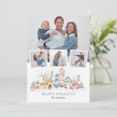 可愛い雪をかぶったクリスマスコテージ4枚 シーズンカード (スタンド正面)