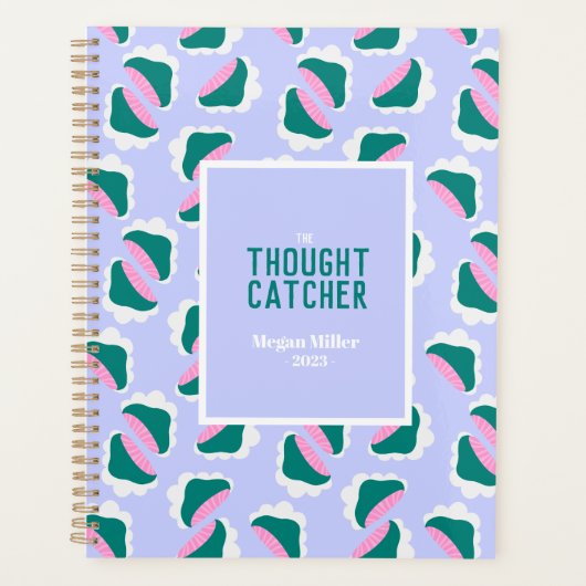 可愛い雲とキノコ赤ちゃん青パーソナライズ プランナー手帳 (正面)