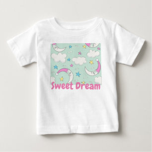 可愛い雲のムーンスターベビーtシャツ ベビーTシャツ